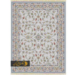 فرش طرح گل سرخ نقره ای
