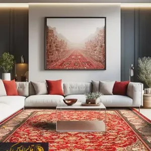فرش ماشینی تندیس قرمز در دکوراسیون مدرن