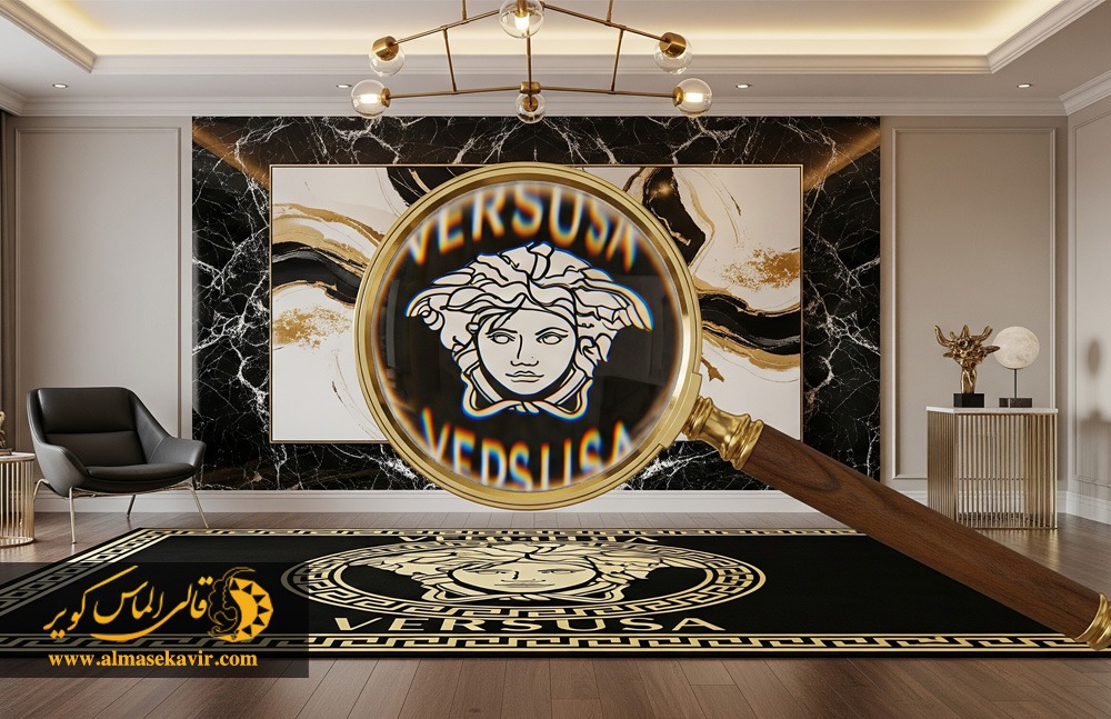 خرید فرش ورساچه با لوگوی شرکتی ورساچه در وسط فرش