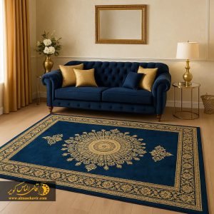 فرش ورساچه سرمه ای طرح 25CN0120